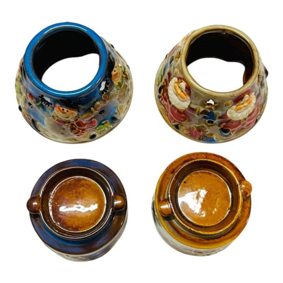 Kirklands Potters Garden Snowman & Santa Tea Light Lamps Hand-Painted Ceramic Vi - Picture 6 of 9